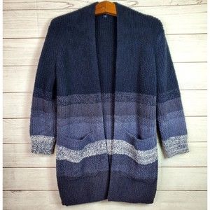 Barefoot Dreams CozyChic Cardigan Sweater Pockets Navy Women's Size XS